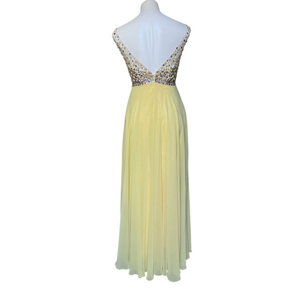 Repro 50s Embellished Corset Chiffon Maxi Fit + Flare Dress Formal Gown Small - Picture 2 of 11